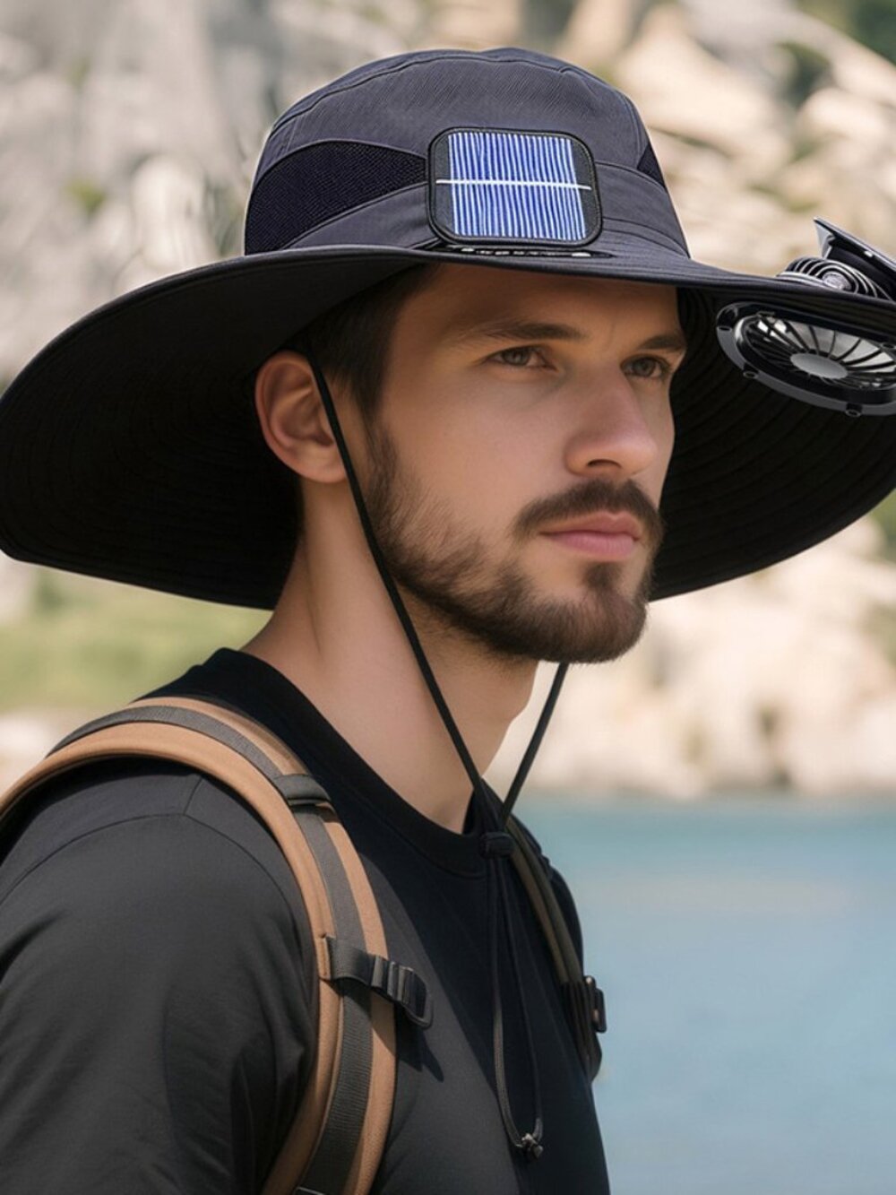 Waterproof Solar & USB Fan Hat - Wide Brim UPF 50+ UV Sun Protection Cap